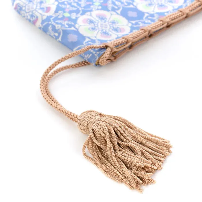 Nishijin-ori Small Drawstring Bag - Flower and Bird / Pale Blue -,  Made in Kyoto, Japan,  Japanese traditional craft purse