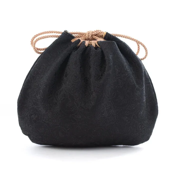 Nishijin-ori Small Drawstring Bag - Grapevine / Black -,  Made in Kyoto, Japan,  Japanese traditional craft purse