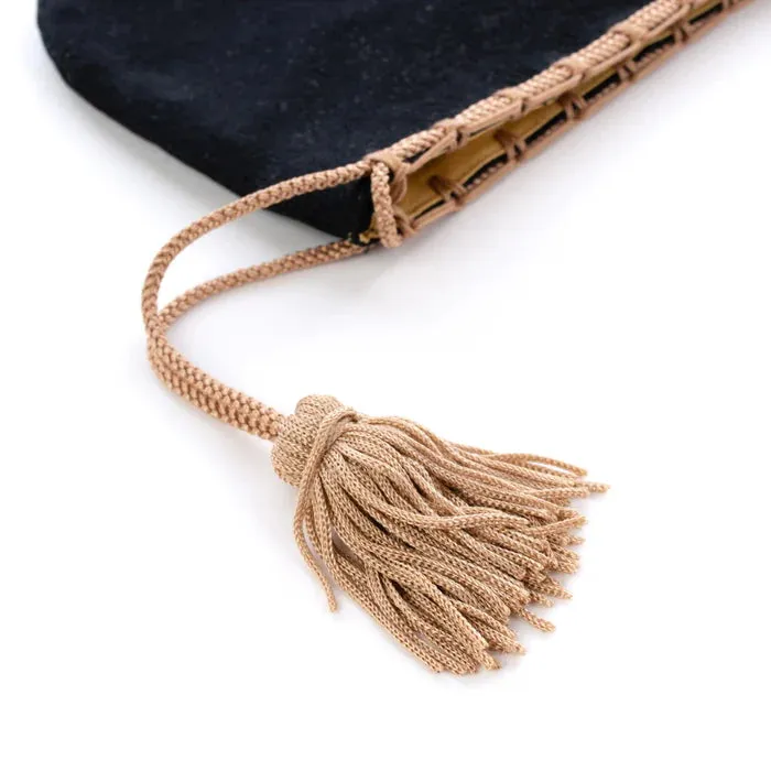 Nishijin-ori Small Drawstring Bag - Grapevine / Black -,  Made in Kyoto, Japan,  Japanese traditional craft purse