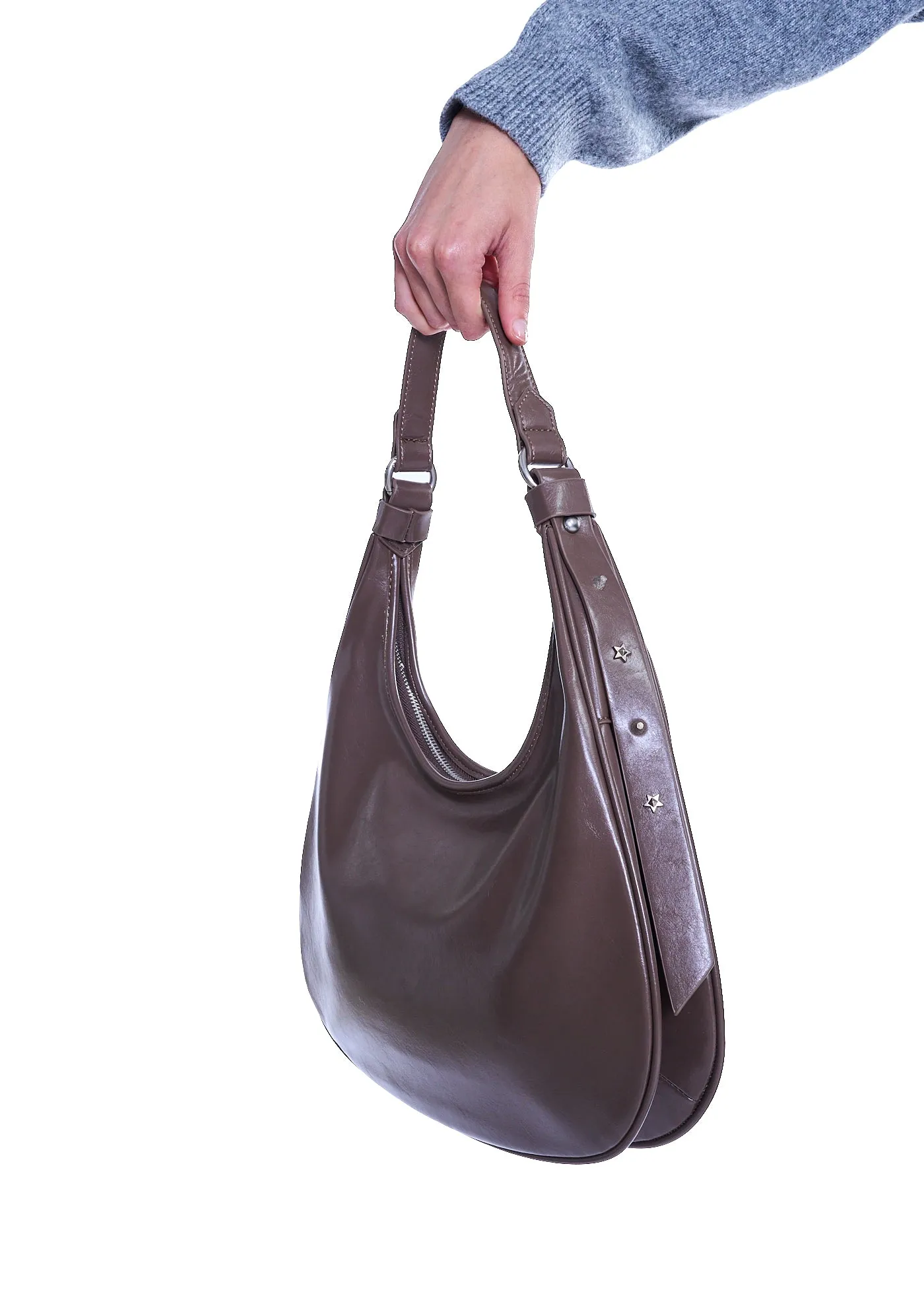 NOIRE LEATHER GOODS Meryl Shoulder Bag in Taupe Brown