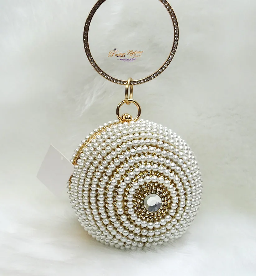 Off White Cream Beads Ball Evening Party Cocktail Clutch Purse handbag