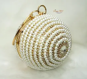 Off White Cream Beads Ball Evening Party Cocktail Clutch Purse handbag