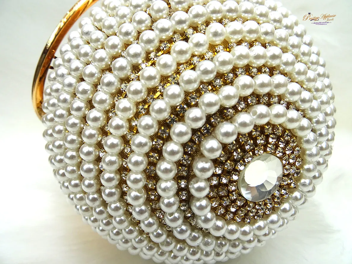 Off White Cream Beads Ball Evening Party Cocktail Clutch Purse handbag