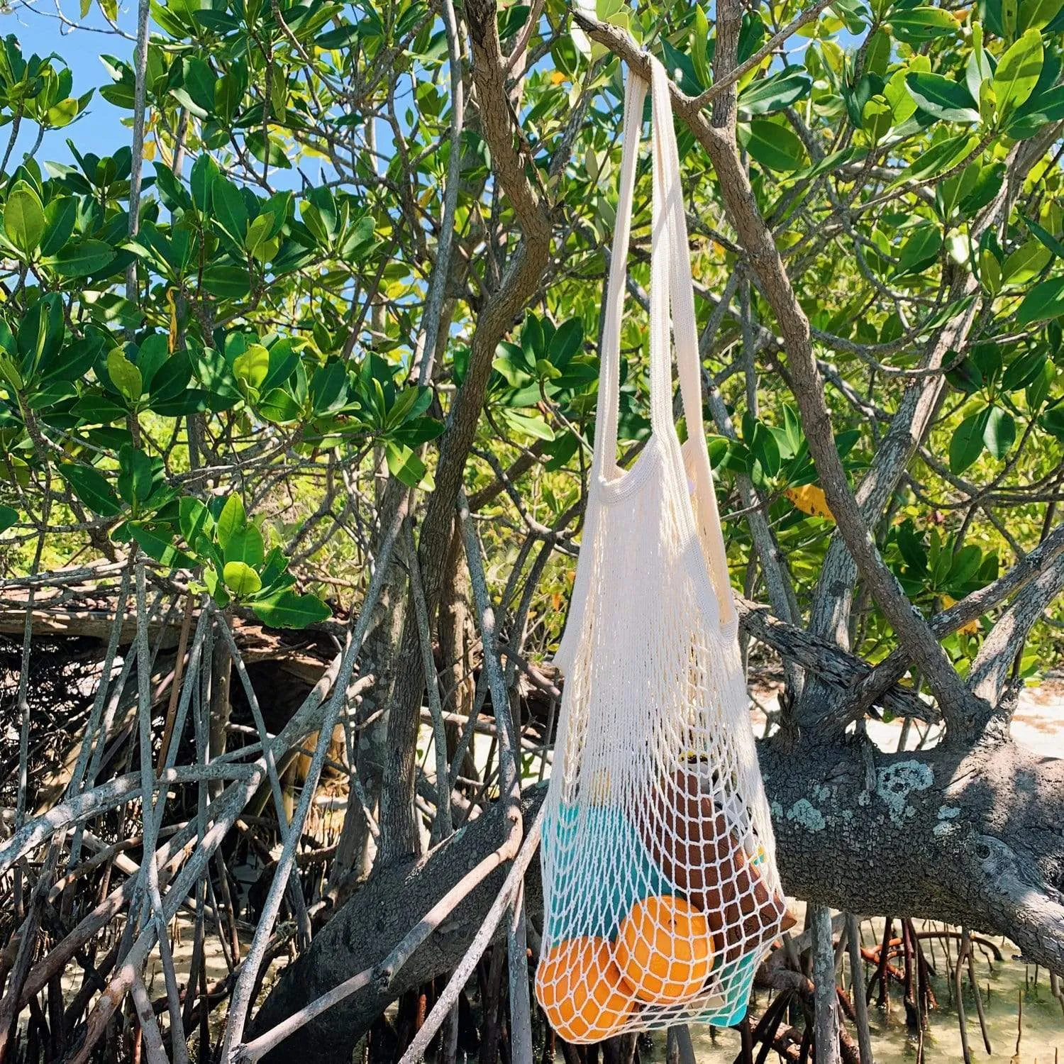 Organic Cotton String Bag - Zero Waste Mesh Bag, Plastic Free, Market Tote