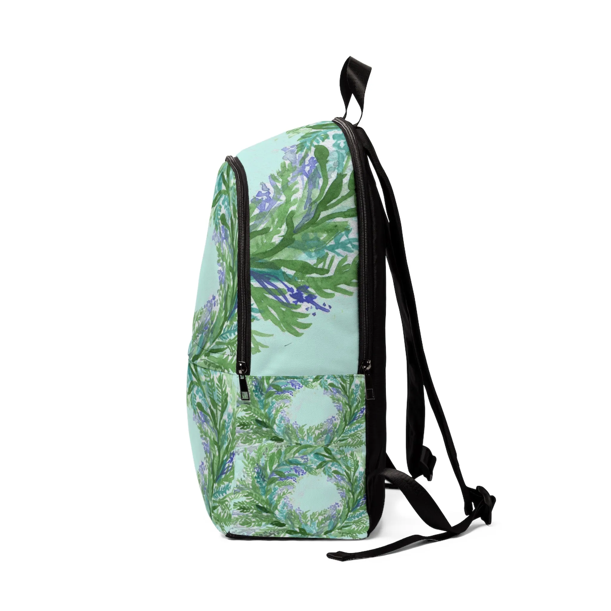 Pastel Lavender School Bag, Best Blue Purple Lavender Floral Print Designer Unisex Fabric Backpack