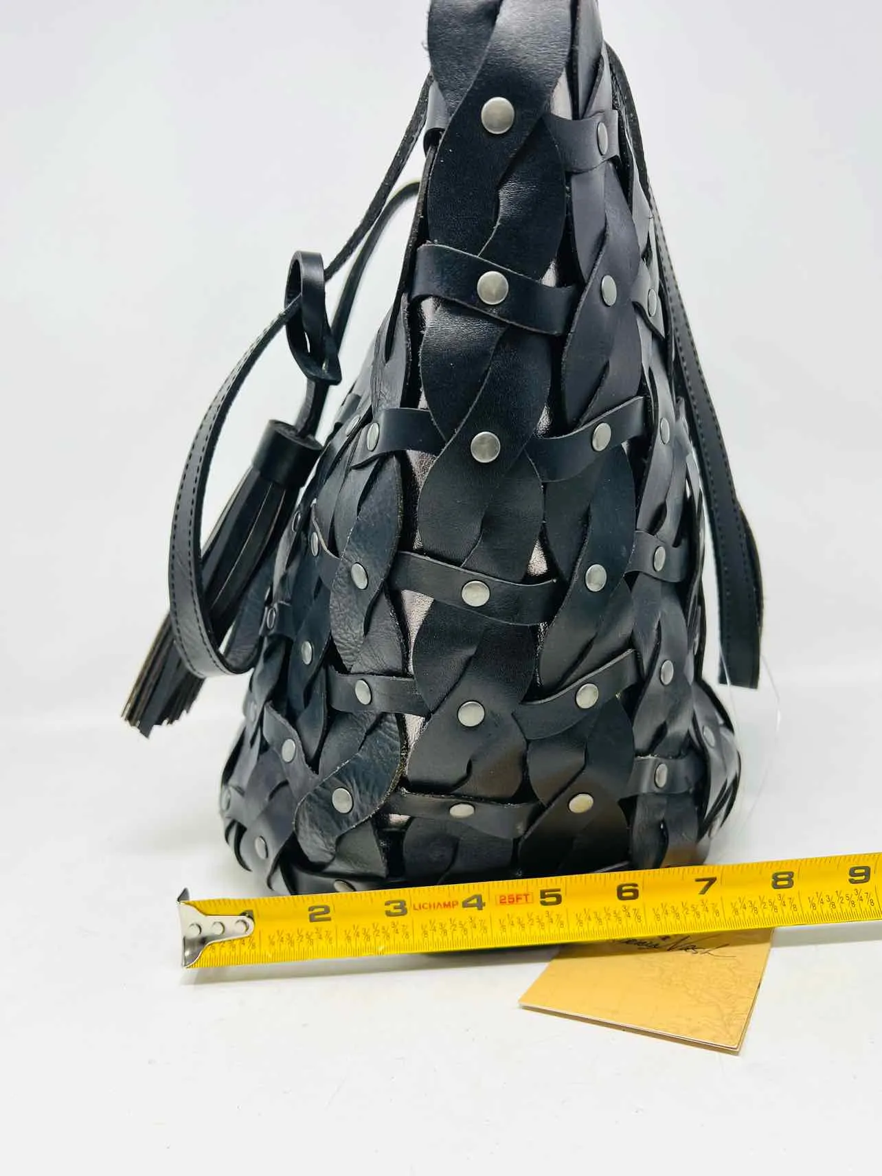 Patricia Nash Black/Silver Shoulder Bag Braided Leather NEW Designer Tote