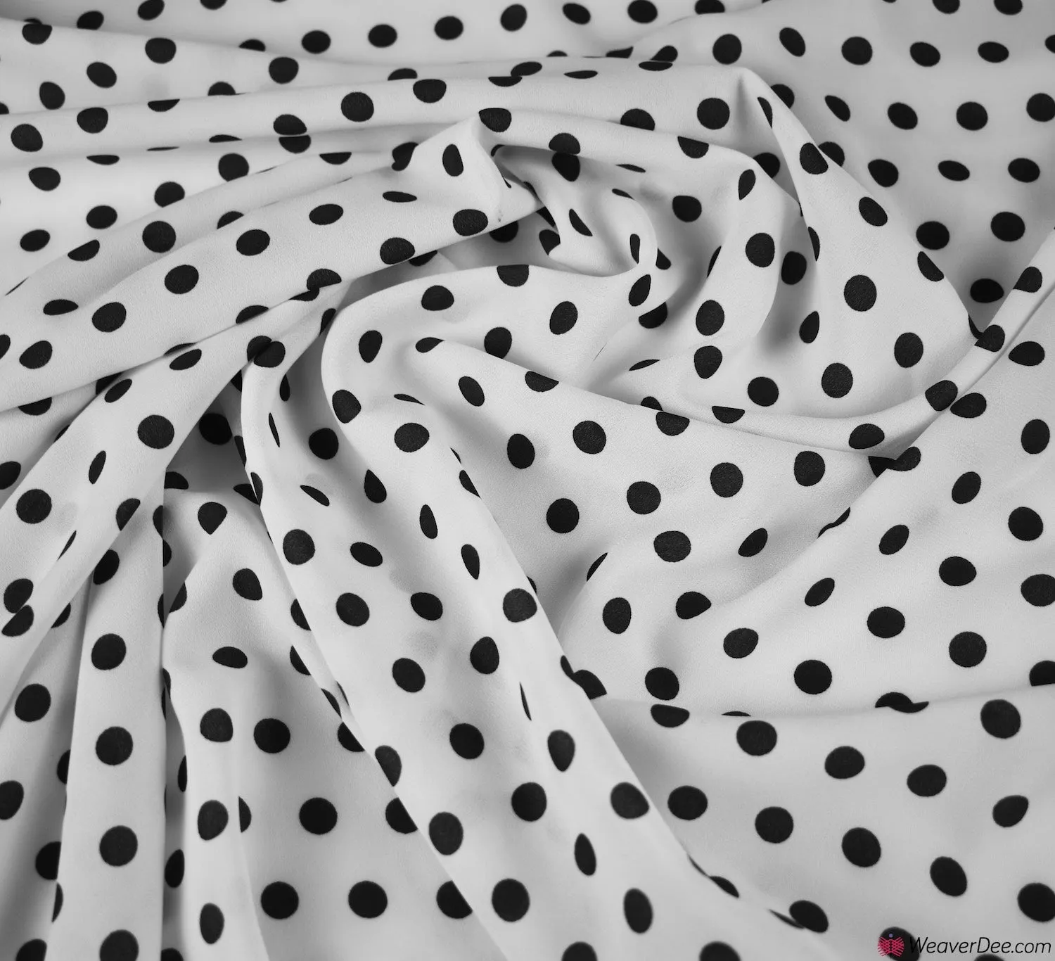 Pea Spot Georgette Fabric - Navy / White