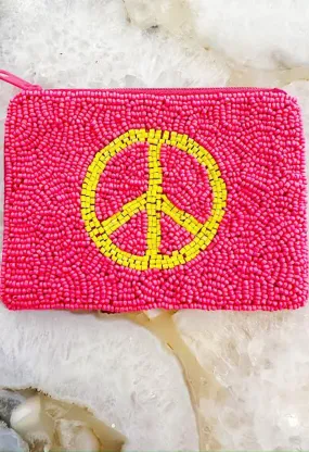 Peace Out Change Purse-Pink