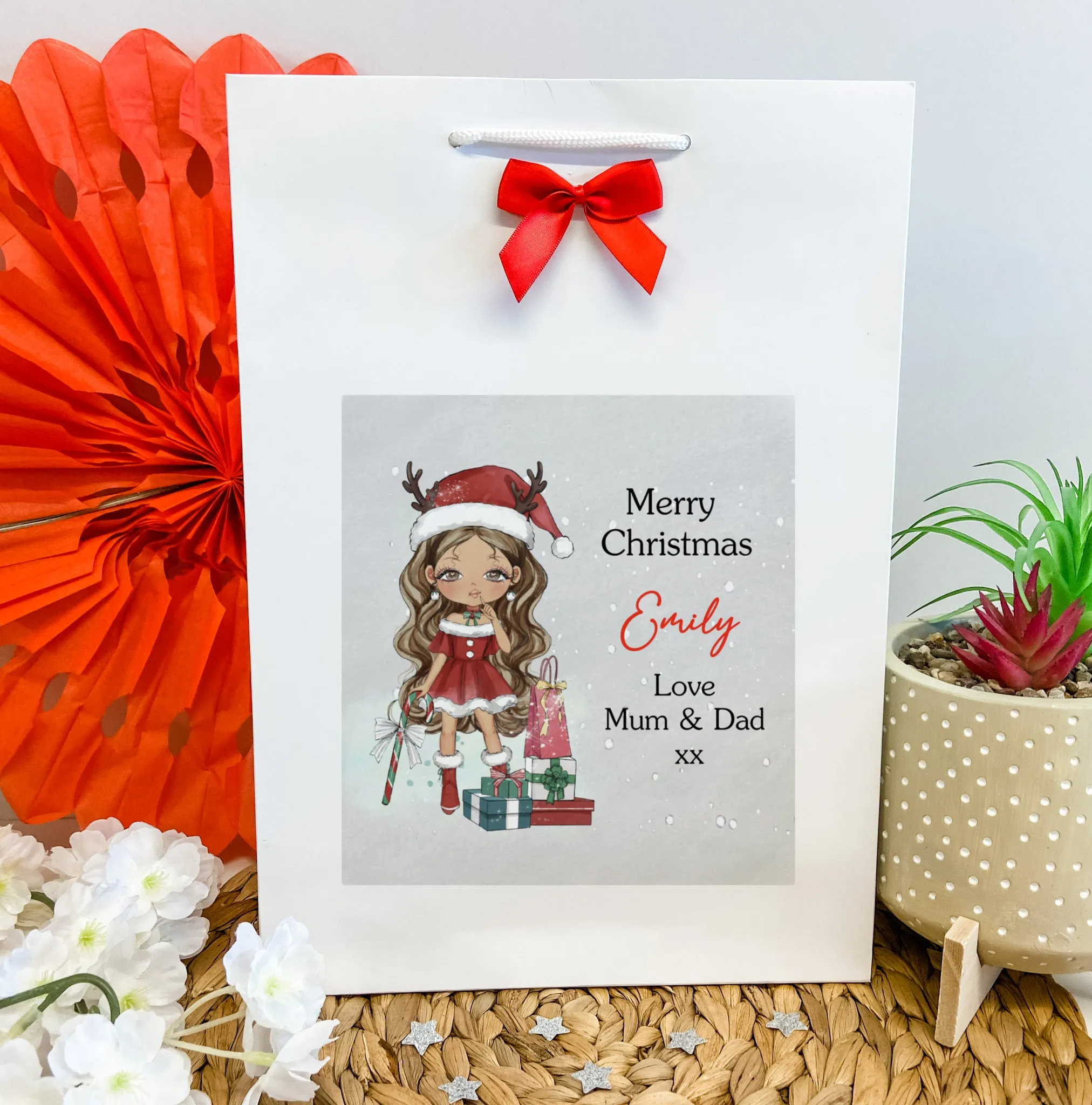 Personalised Christmas Gift Bag Girl