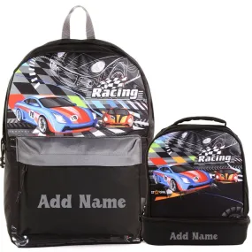 Personalized School Backpack or Lunch Bag - Racing