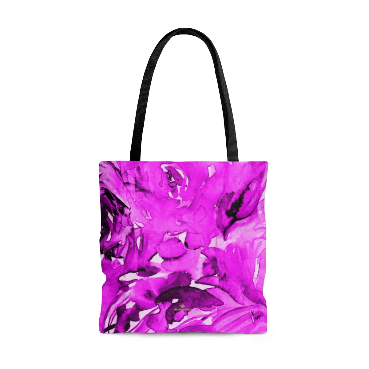 Pink Abstract Rose Tote Bag, Shocking Pink Rose Flower Floral Designer Small Medium Large Tote Bag - Made in USA