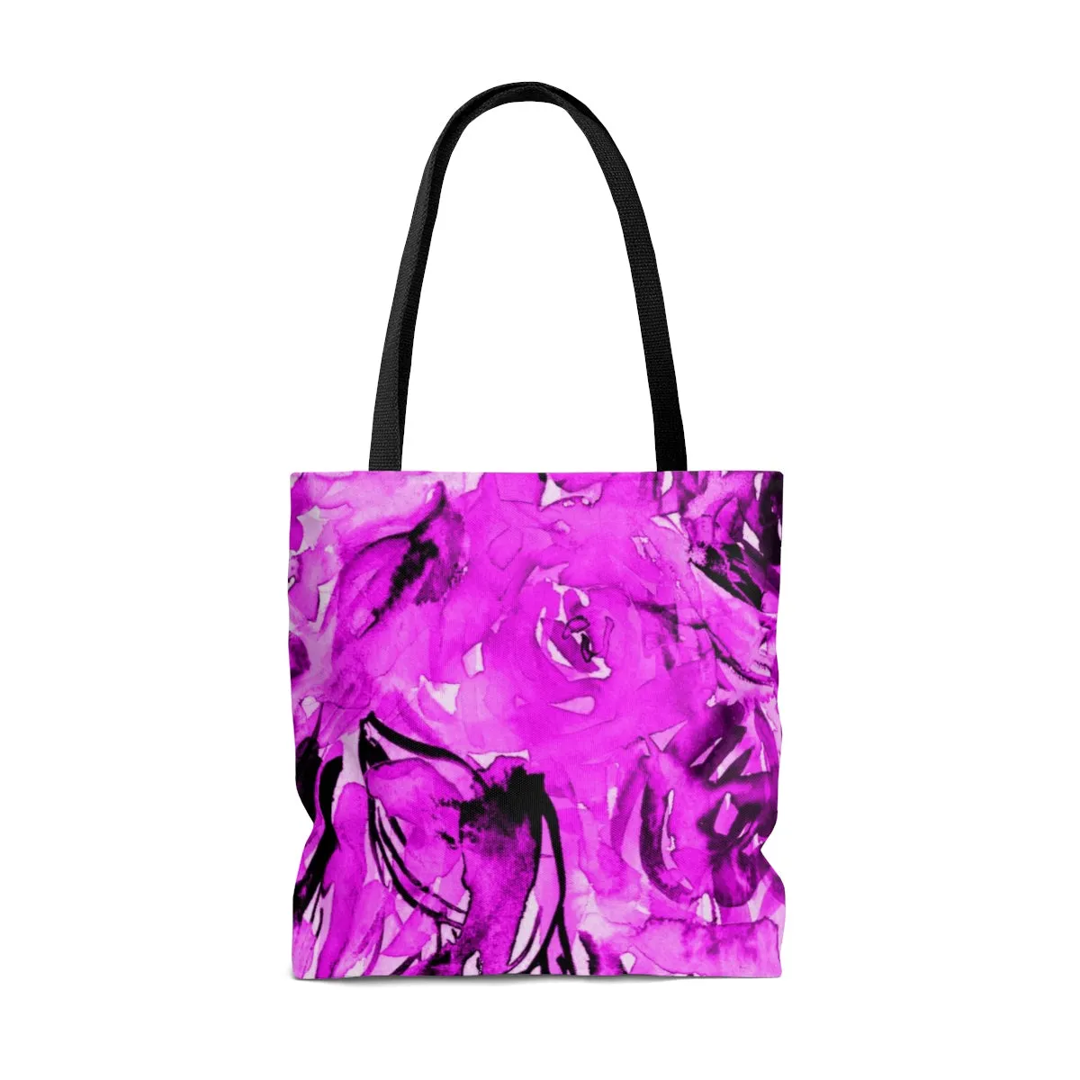 Pink Abstract Rose Tote Bag, Shocking Pink Rose Flower Floral Designer Small Medium Large Tote Bag - Made in USA