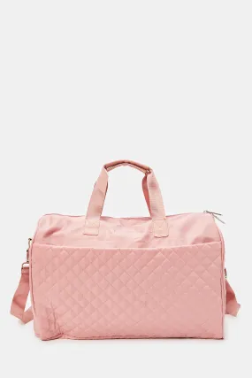 Pink Textured Duffle Bag