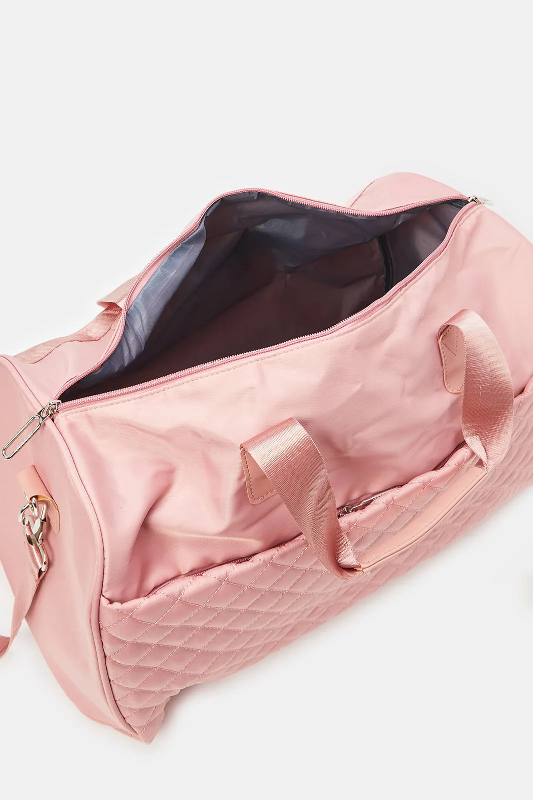 Pink Textured Duffle Bag