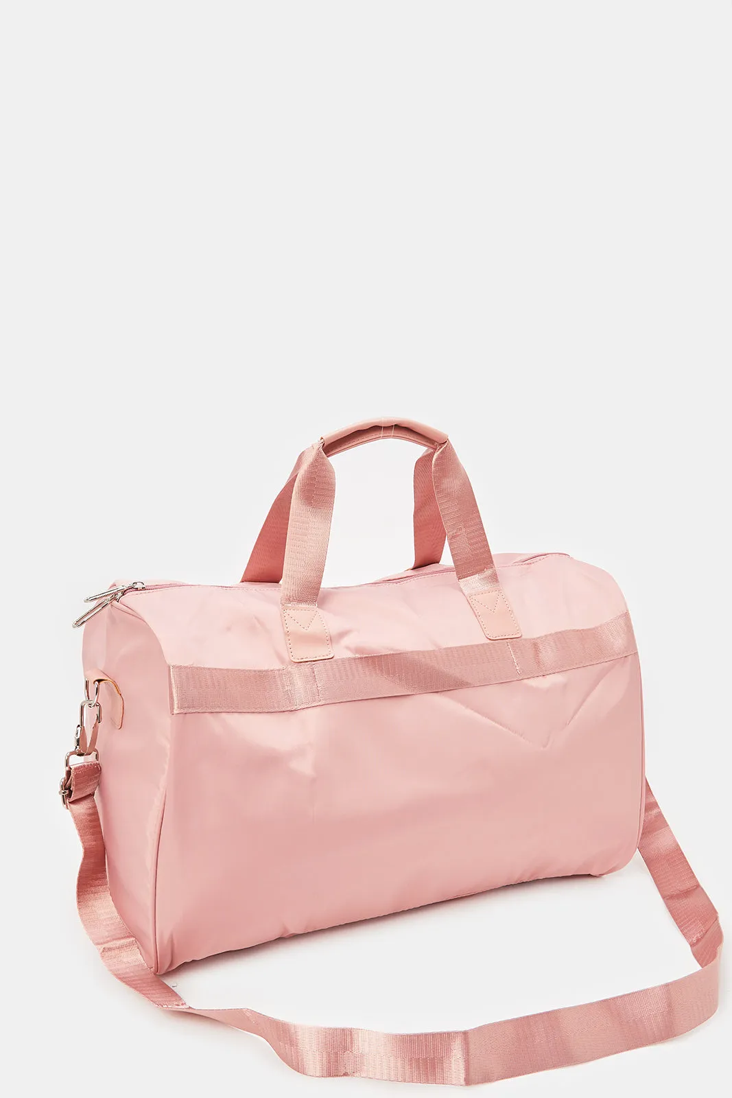 Pink Textured Duffle Bag