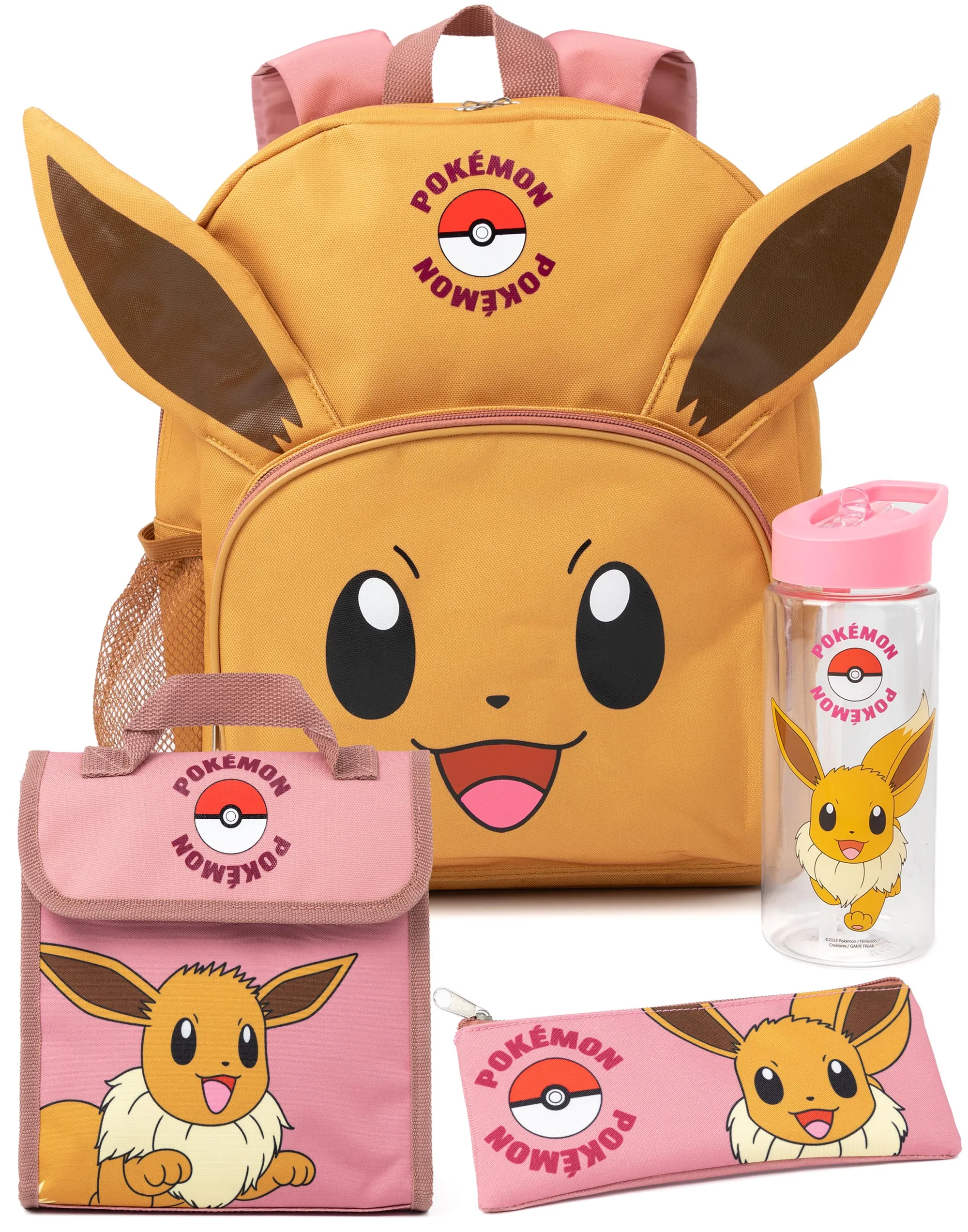 Pokemon Eevee 4 Piece Backpack Bottle Lunch Bag Pencil Case Set