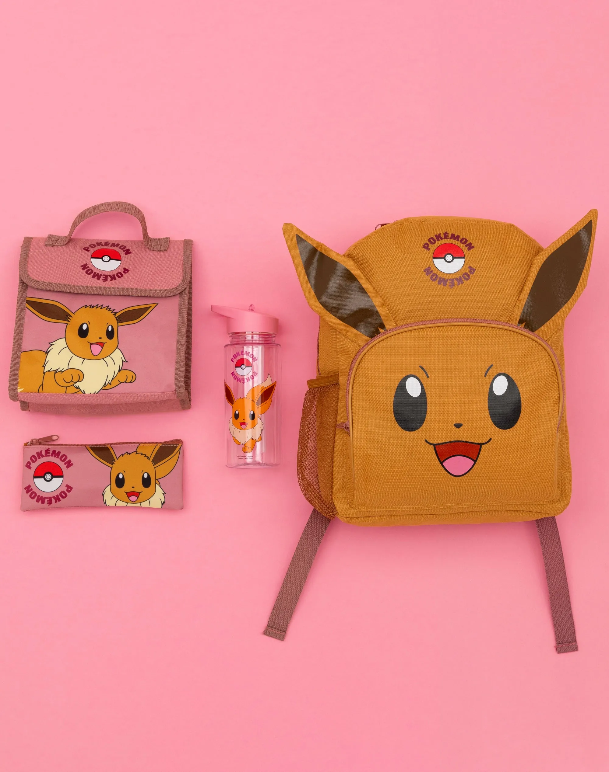 Pokemon Eevee 4 Piece Backpack Bottle Lunch Bag Pencil Case Set