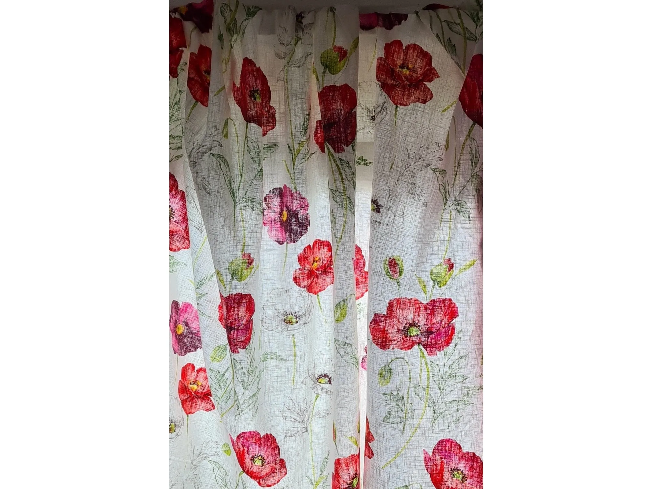 POPPIES: Beautiful  Light Furnishing  Fabric made from Ramie and Cotton,  Depicting Wild Poppies,  for Sofa Cushion, Cushions, Curtains etc