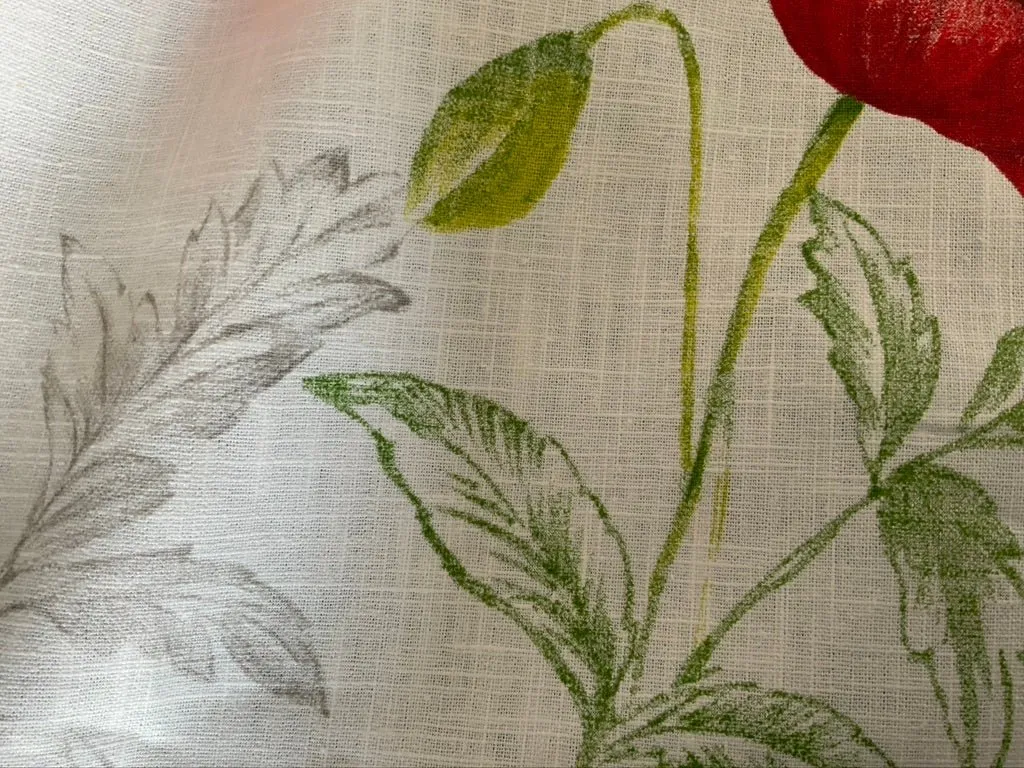 POPPIES: Beautiful  Light Furnishing  Fabric made from Ramie and Cotton,  Depicting Wild Poppies,  for Sofa Cushion, Cushions, Curtains etc