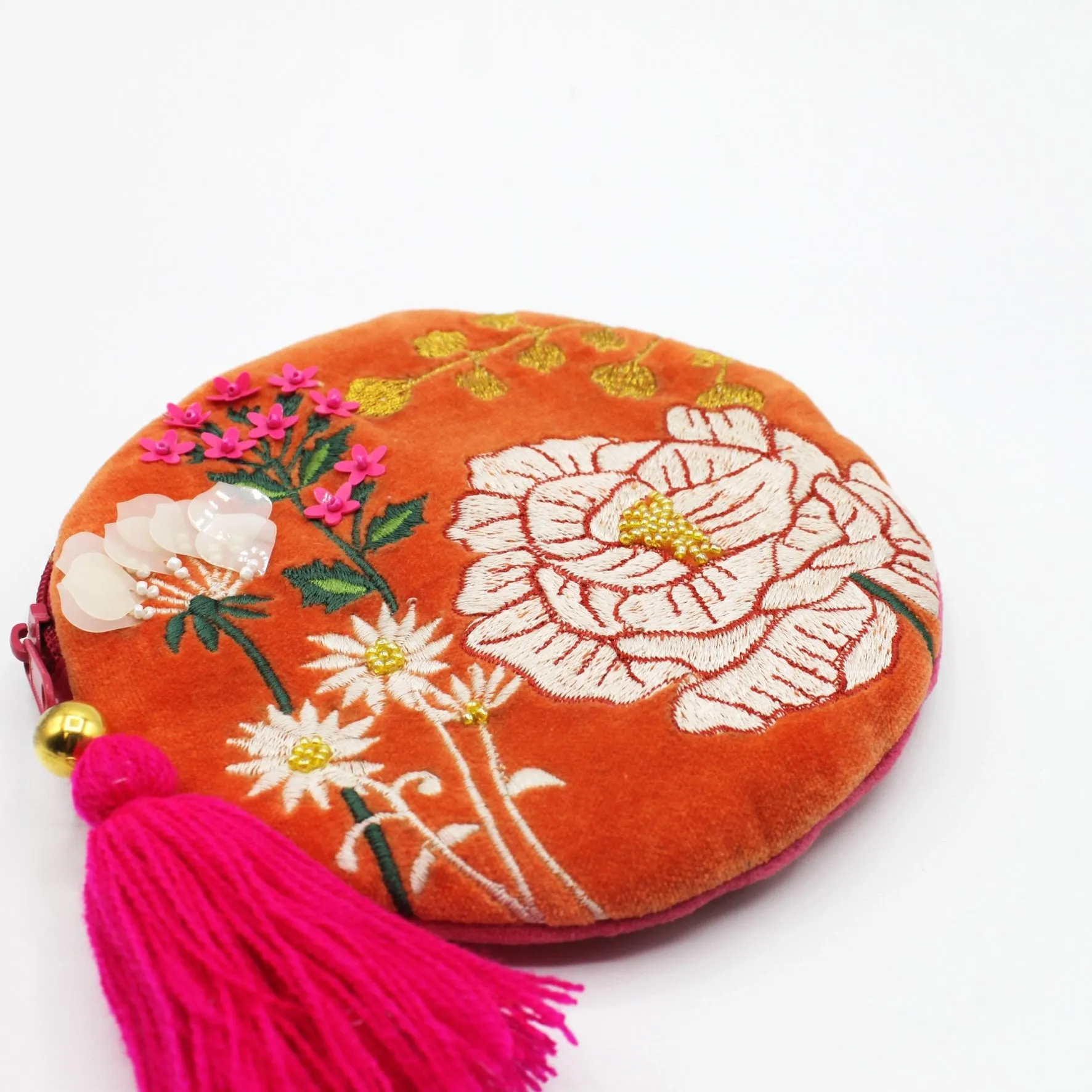 Posy Orange Round Purse