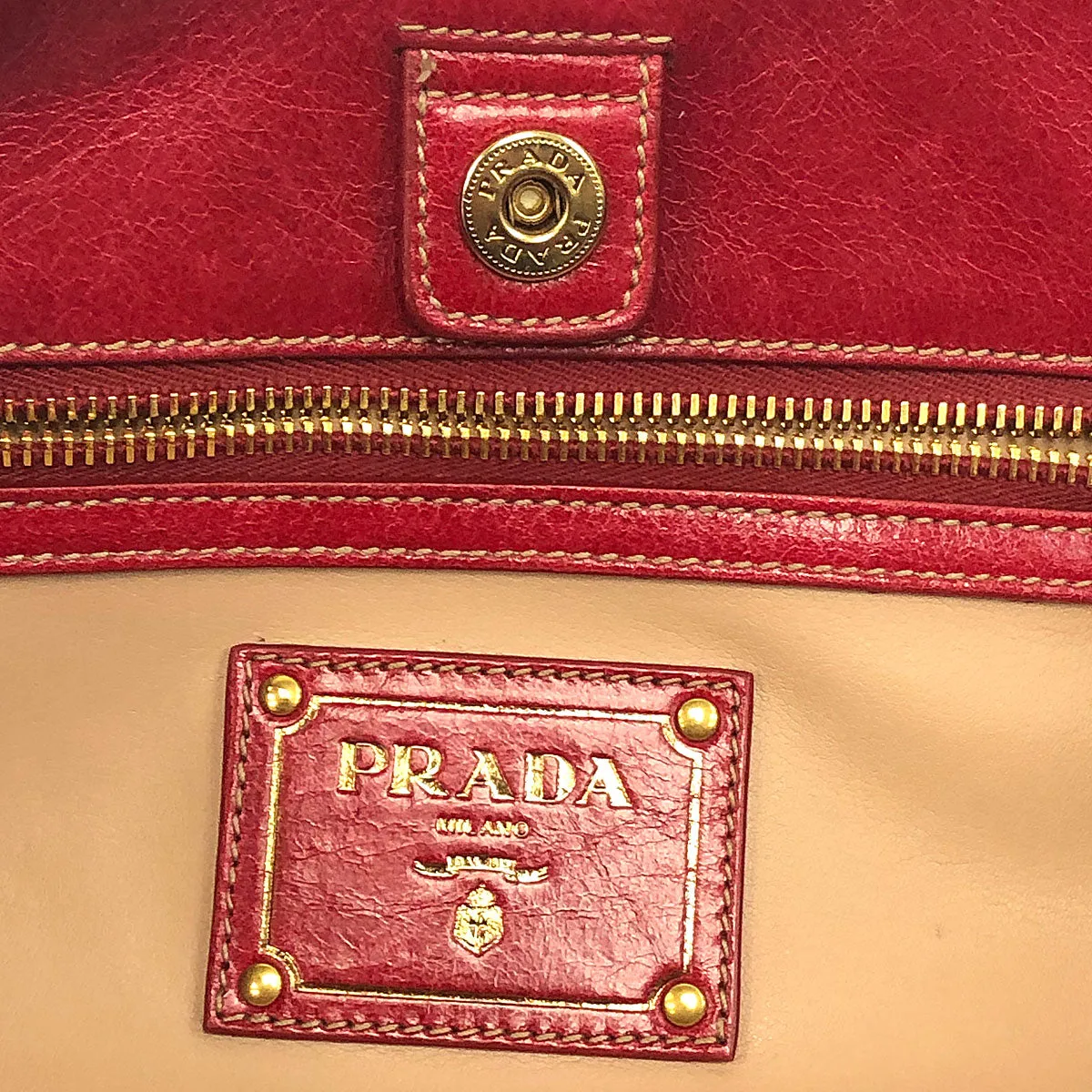 Prada Rosso Vitello Shine Shopping Bag BN1777