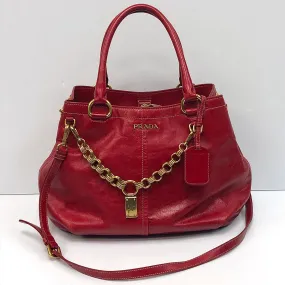 Prada Rosso Vitello Shine Shopping Bag BN1777