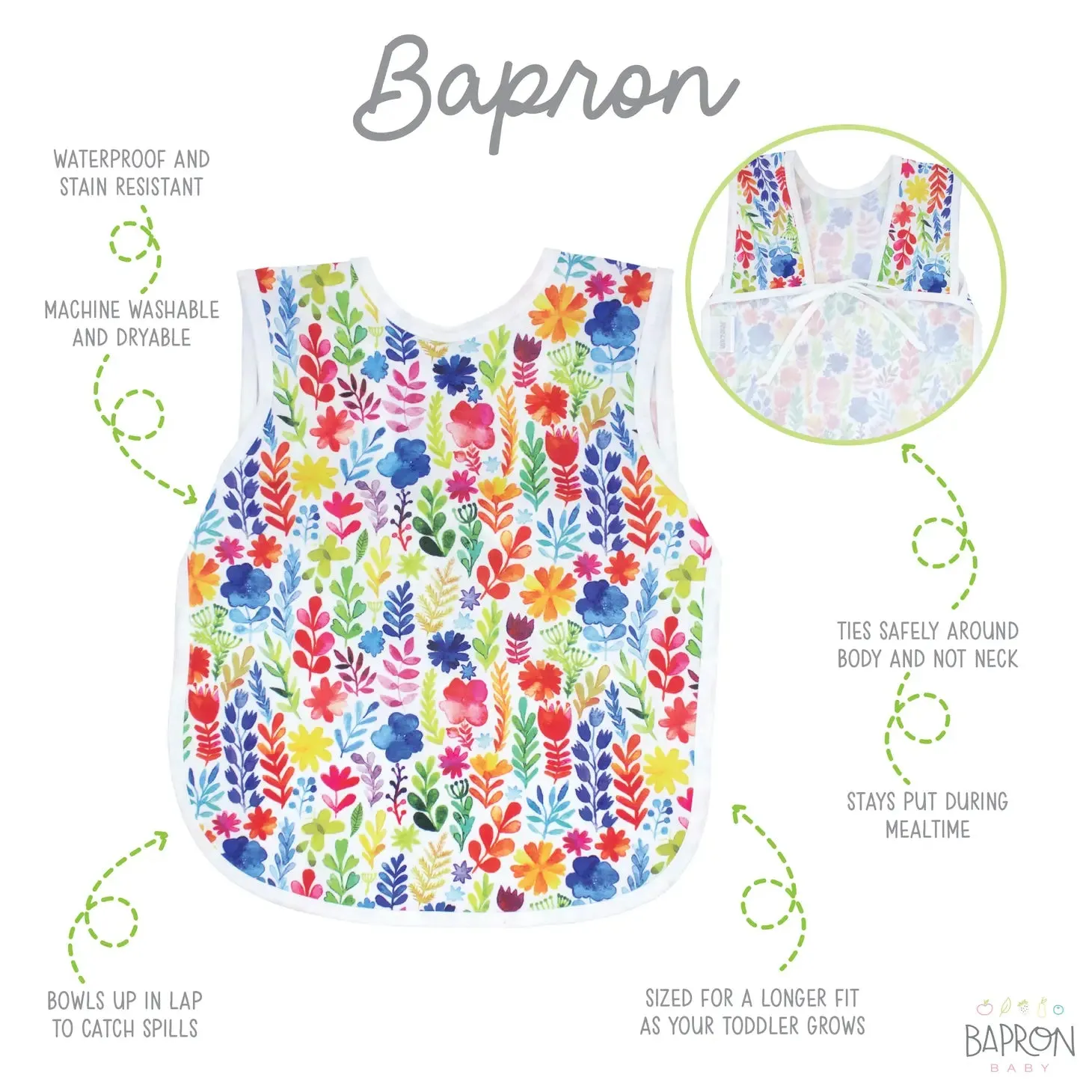 Rainbow Watercolor Floral Bapron