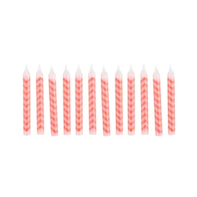 Red Chevron Candles - 12 Pkt