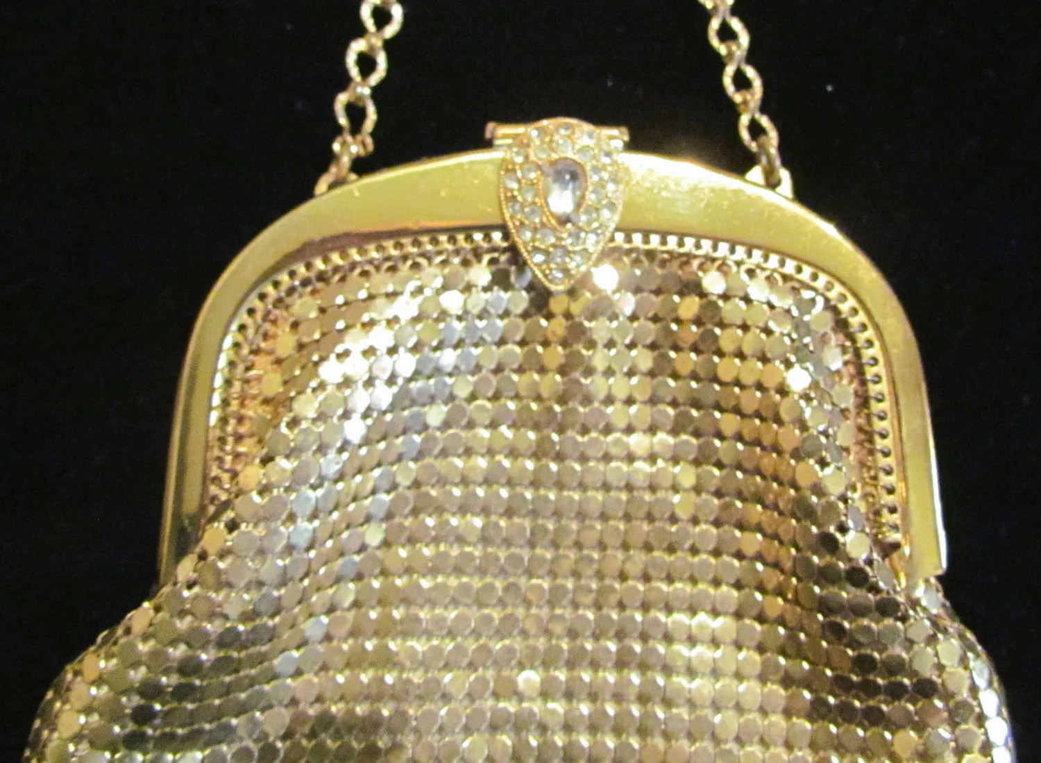 Rhinestone Whiting & Davis Purse 1930s Gold Mesh Art Deco Wedding Bridal Bag