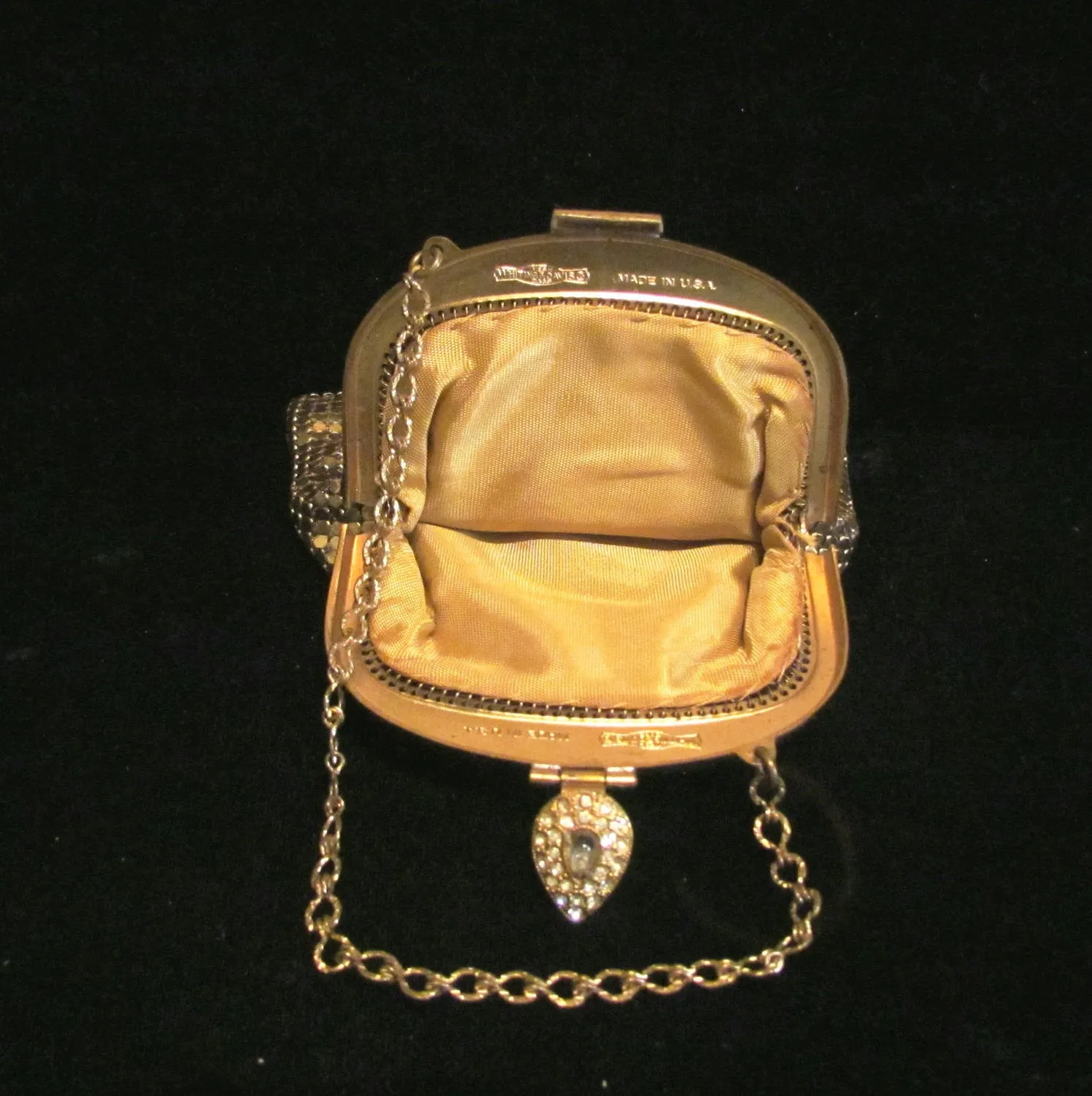 Rhinestone Whiting & Davis Purse 1930s Gold Mesh Art Deco Wedding Bridal Bag