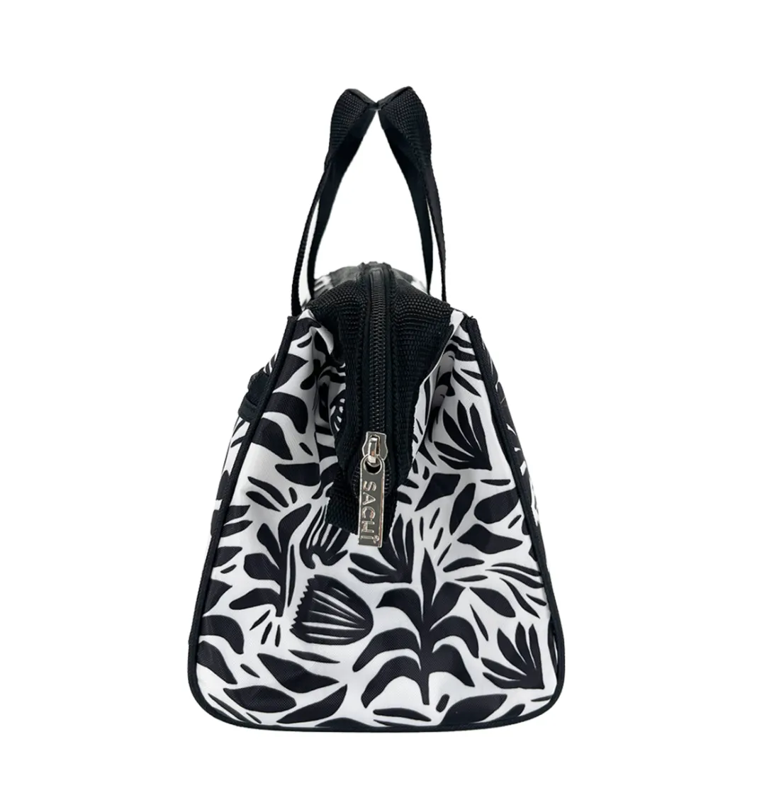 Sachi Triangular Insulated Lunch Bag - Monochrome Blooms