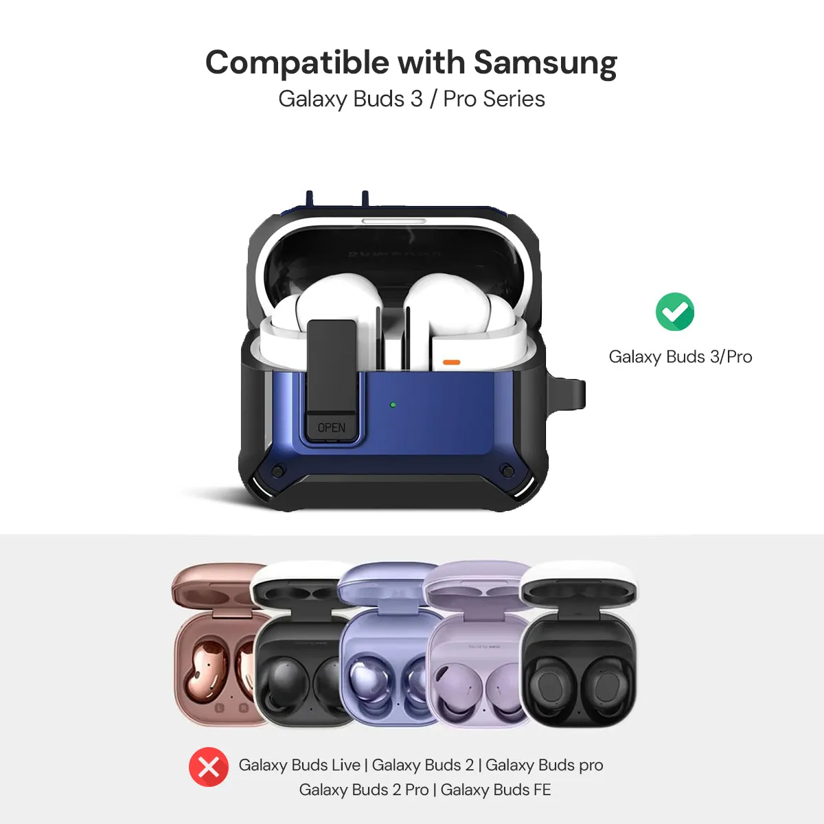 Samsung Galaxy Buds 3 Pro / Samsung Galaxy Buds 3 Case Cover | Hard TPU Protective Headphone case - Dark Blue