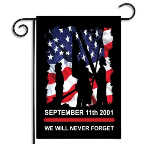 Sept. 11th 2001 Firefighter Memorial We Will Never Forget Garden Flag