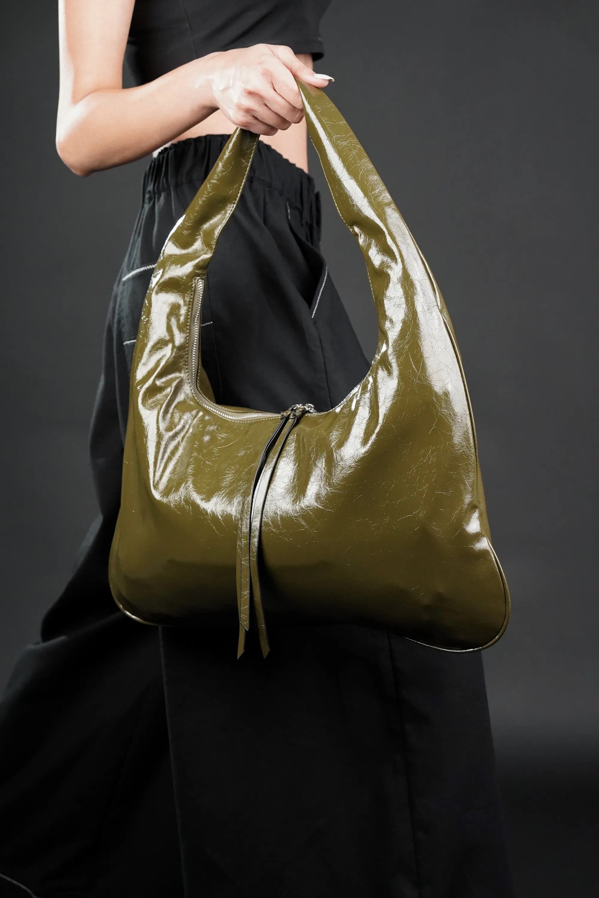 Shiny Green Shoulder Bag