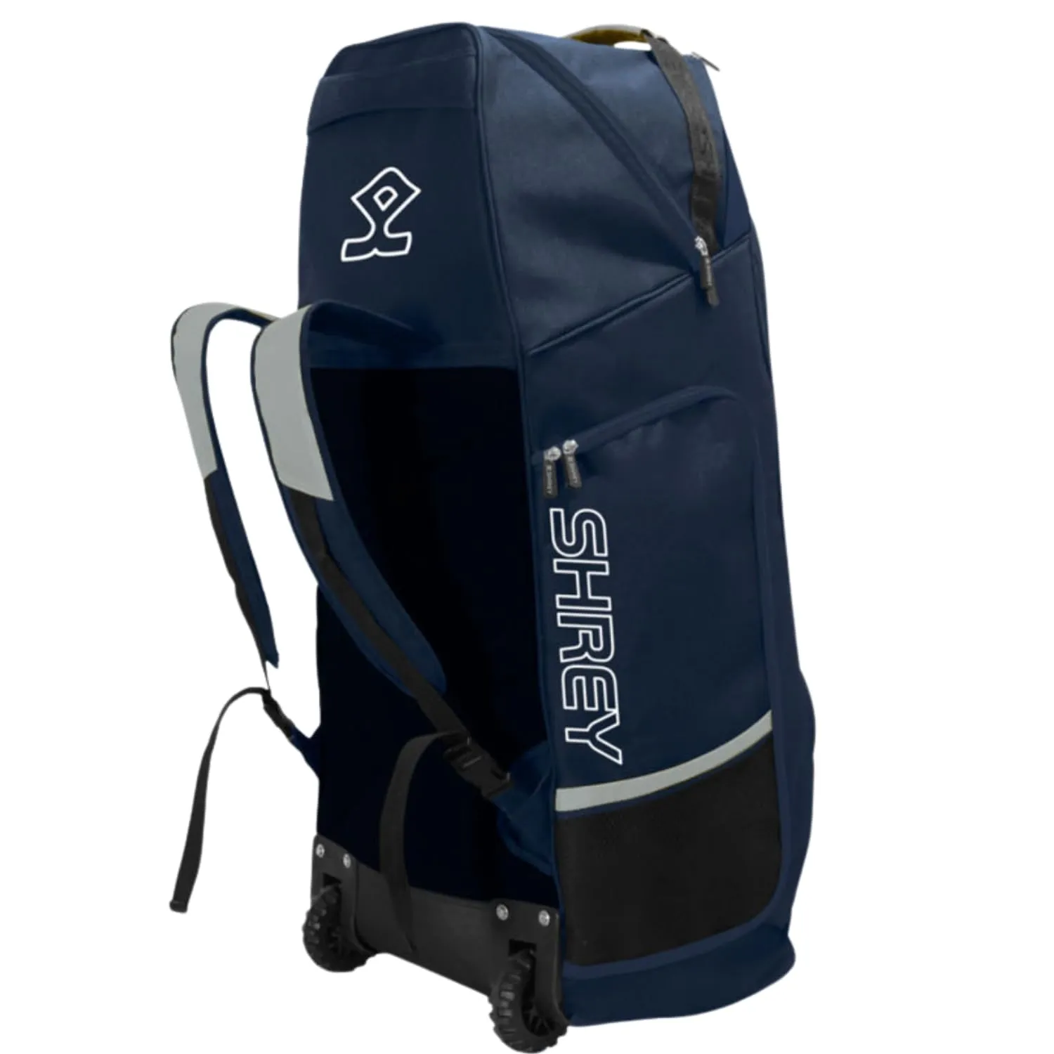 Shrey Pro Premium Duffle Wheelie Cricket Kitbag, Navy/Grey