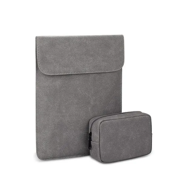 Sleek 2 In 1 Men's Slim Laptop Sleeve- Grey