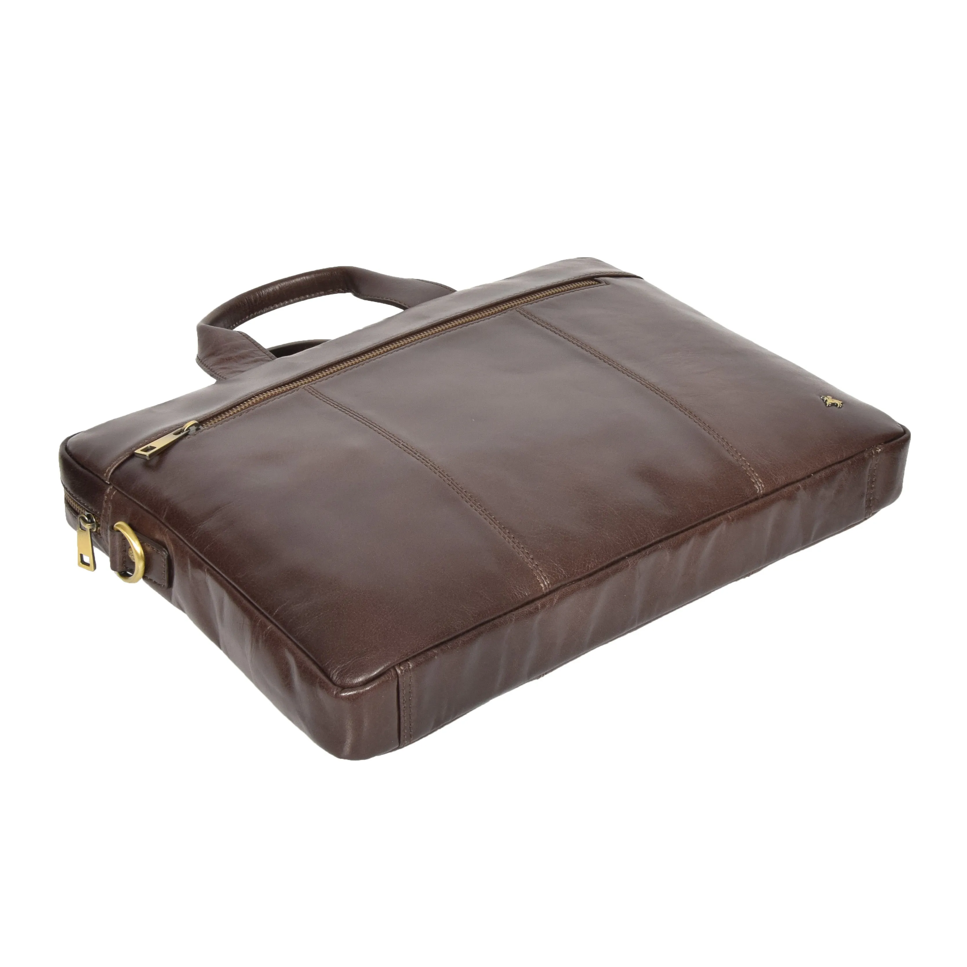 Slimline Cross Body Leather Briefcase Vernon Brown