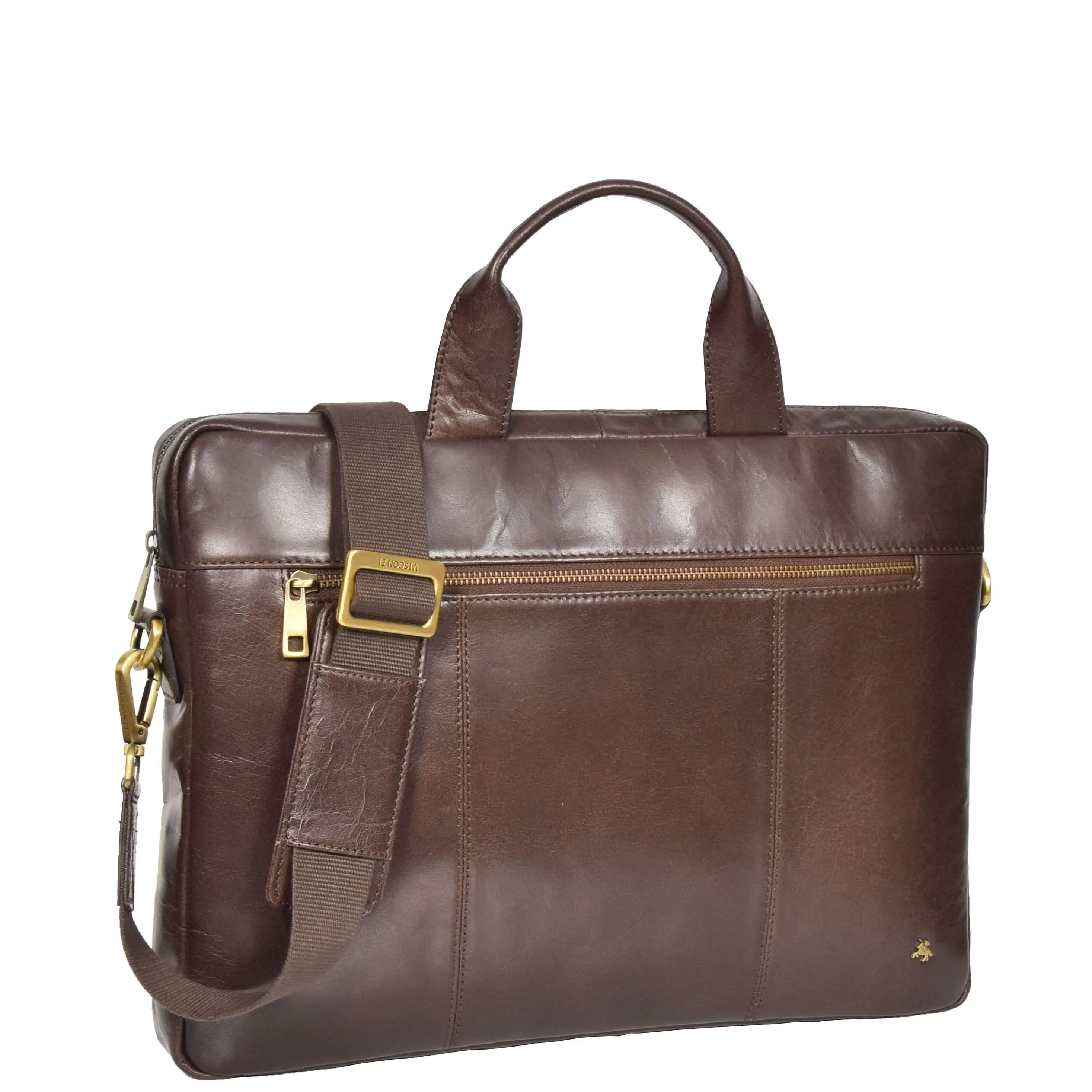 Slimline Cross Body Leather Briefcase Vernon Brown