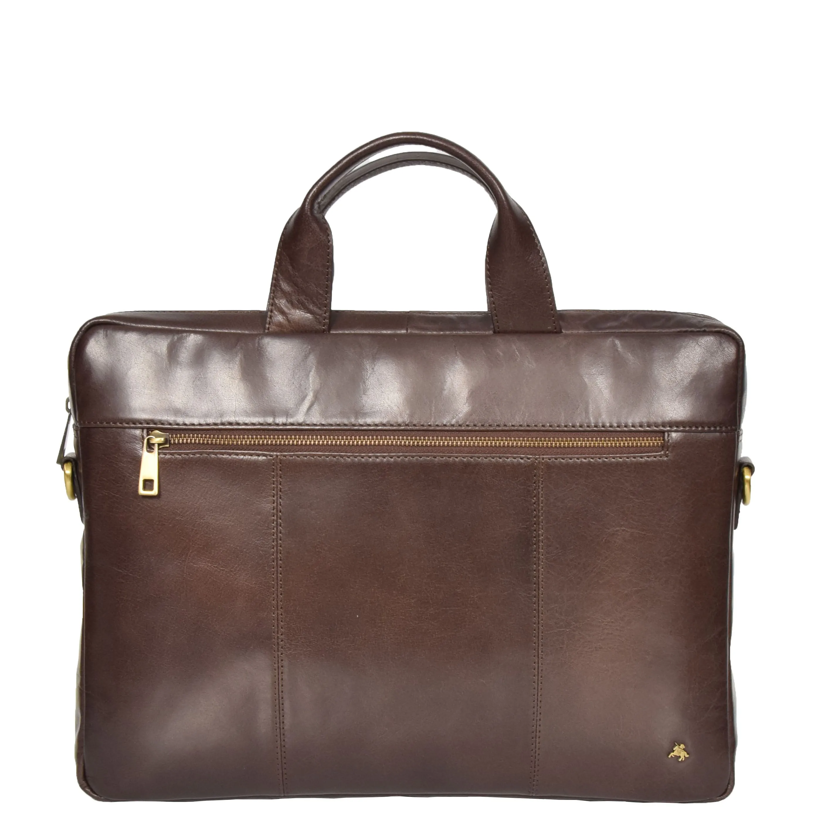 Slimline Cross Body Leather Briefcase Vernon Brown