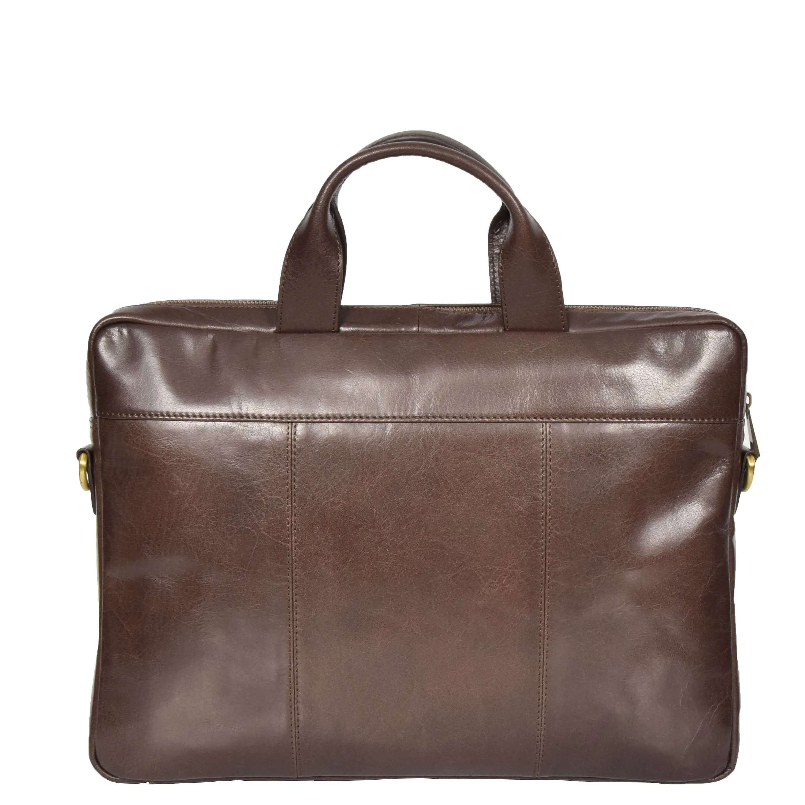 Slimline Cross Body Leather Briefcase Vernon Brown