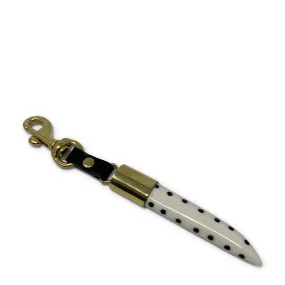 Spotted White Bone Clip With Recycled Brass Detailing