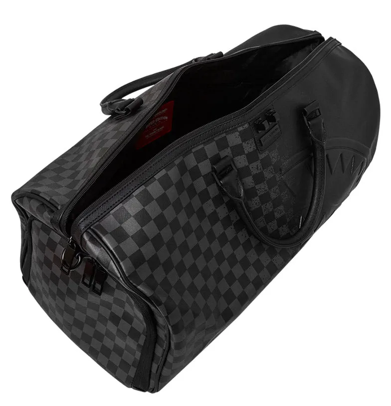 Sprayground Spritz Grey Check Duffle In Black Grey