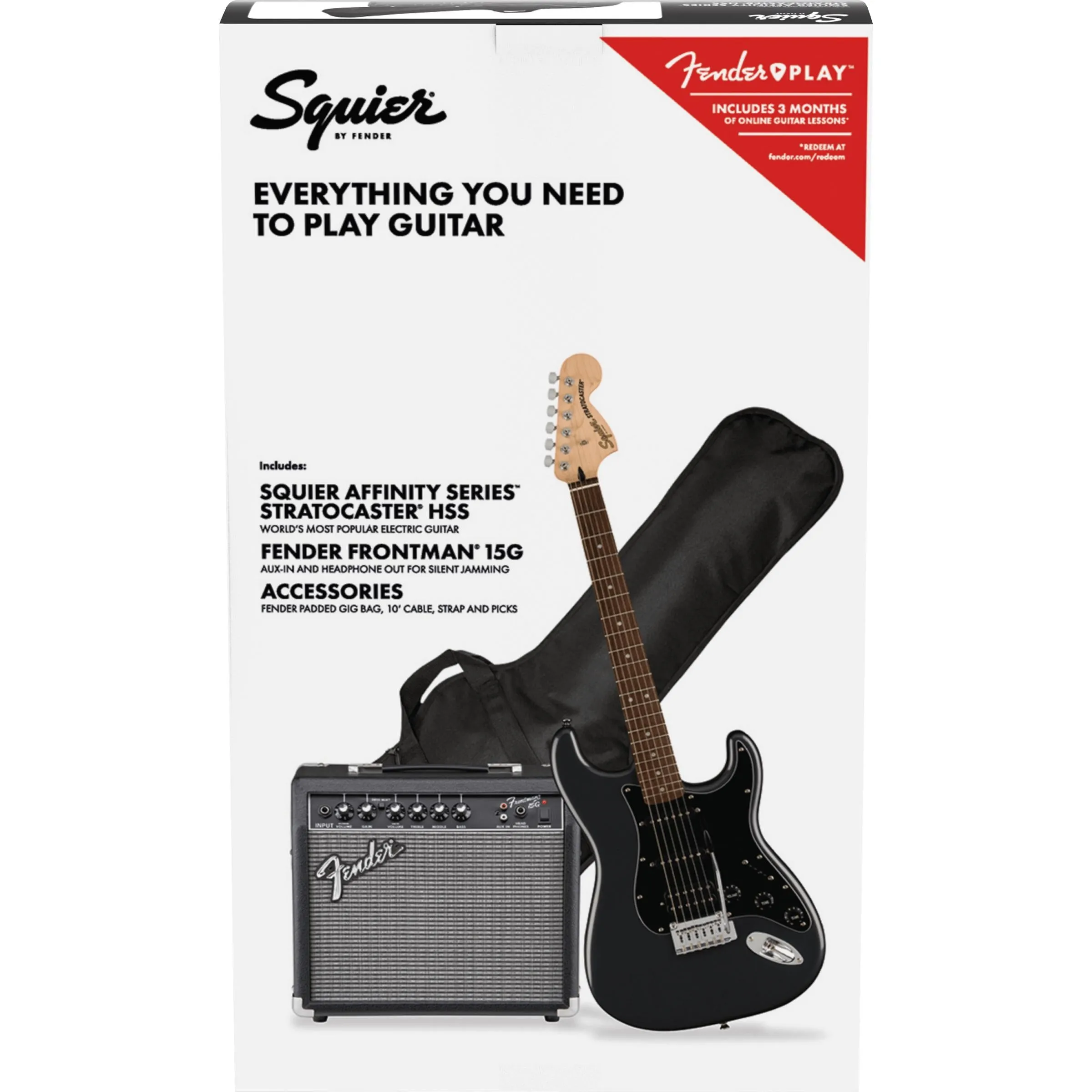 Squier Affinity Series Stratocaster Electric Guitar HSS Pack In Charcoal Frost Metallic