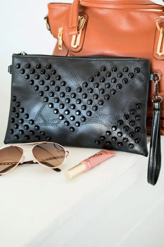 Stepping Out-  Studded Clutch Bag Handbag