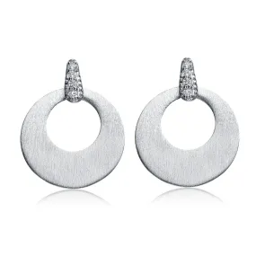 Sterling Silver Cubic Zirconia Circle Drop Earrings