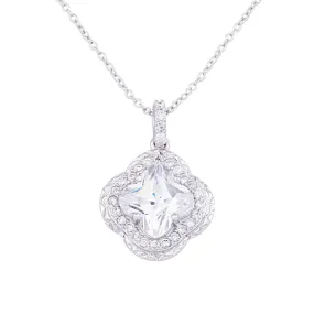 Sterling Silver Cubic Zirconia Petal Pendant