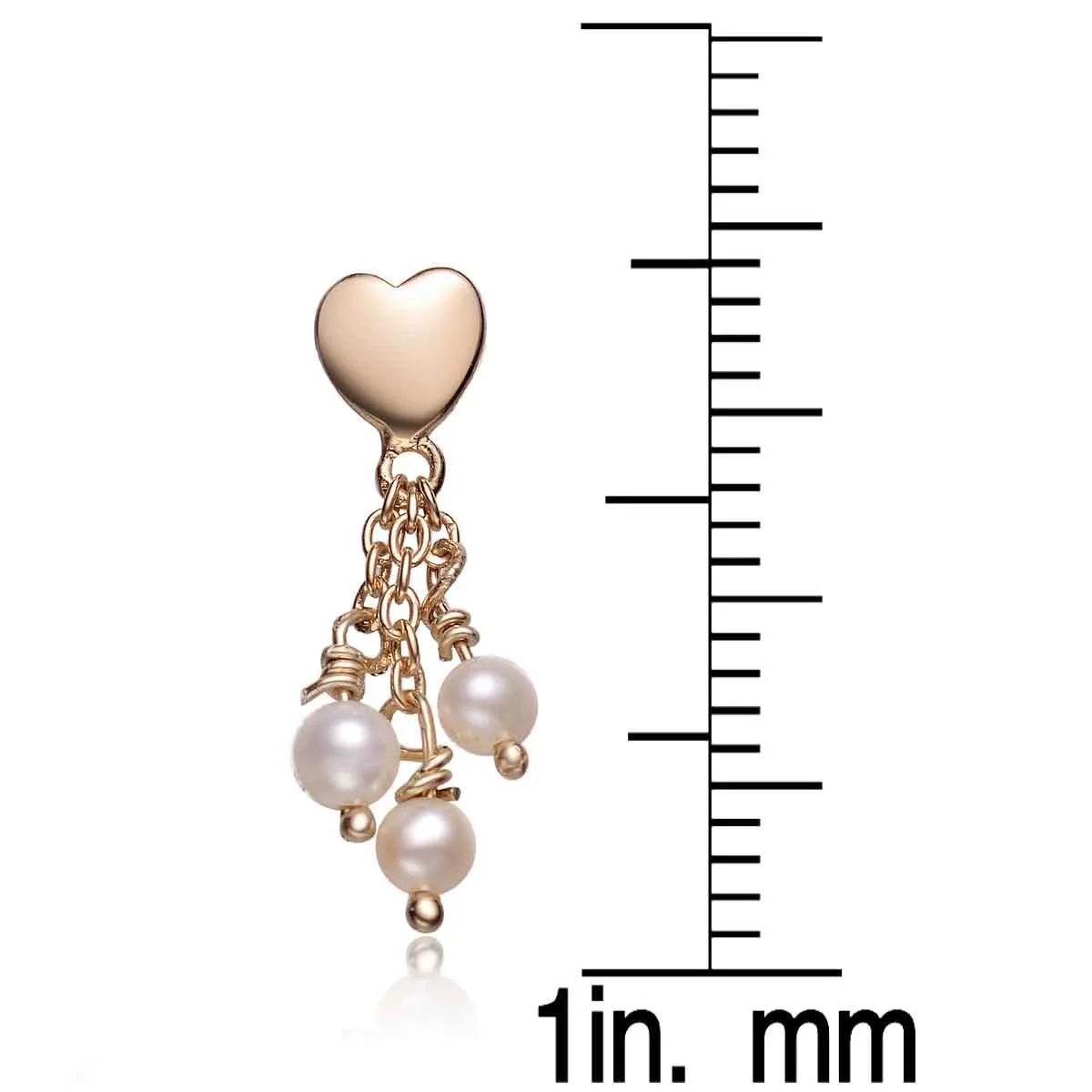 Sterling Silver Gold Plated Heart Shape Pearl Drop Earrings