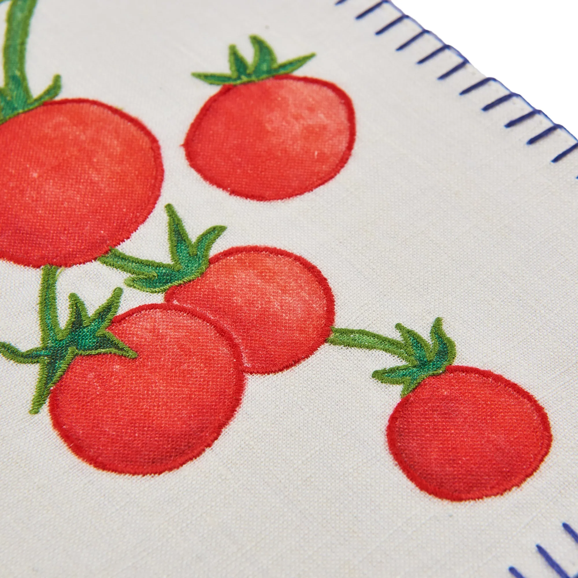 Still Life Embroidered Linen Rectangular Placemats in Blue (Set of 4)