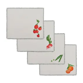 Still Life Embroidered Linen Rectangular Placemats in Green (Set of 4)