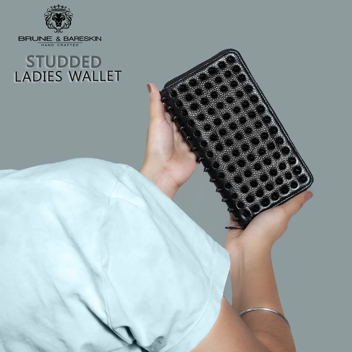 Studded Black Ladies Clutch/Wallet